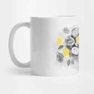Loose Roses Still Life in Selective Color Yellow Mug